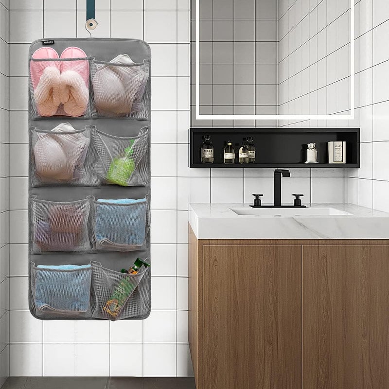 ANZORG Dual-Sided Hanging Closet Organizer for Socks Underwear Bra Kids Storage Organizer for Baby Clothes Toddler Shoes with 26 Pockets (Grey-Mesh Pockets) - Image 5